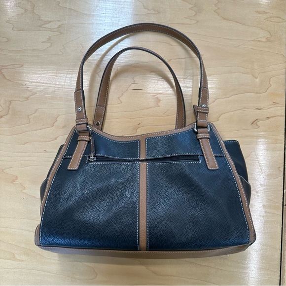 NWOT - Tignanello 100% Genuine Leather Shoulder Bag - Black/Brown - Picture 3 of 9